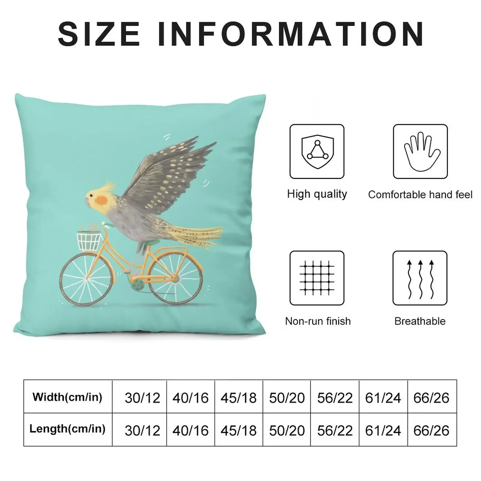 Cockatiel on a Bicycle Throw Pillow Pillowcases For Pillows Anime Luxury Pillow Cover Couch Pillows pillow