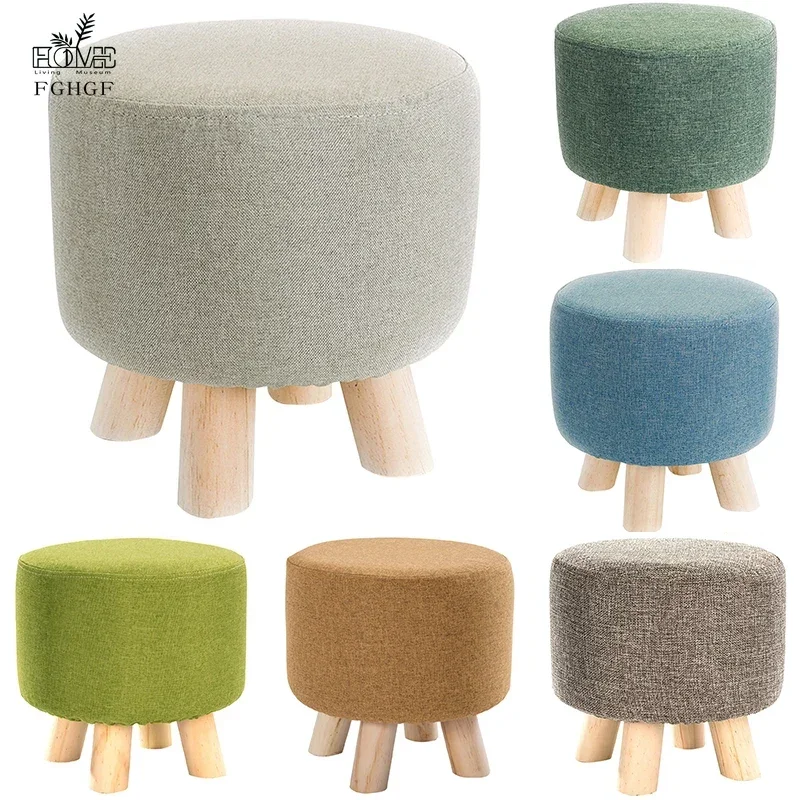 

Round Stool Cover Cotton Linen Ottoman Footstool Protector Elastic Footstool Slipcover for Living Room Home Decor Housse De Pouf