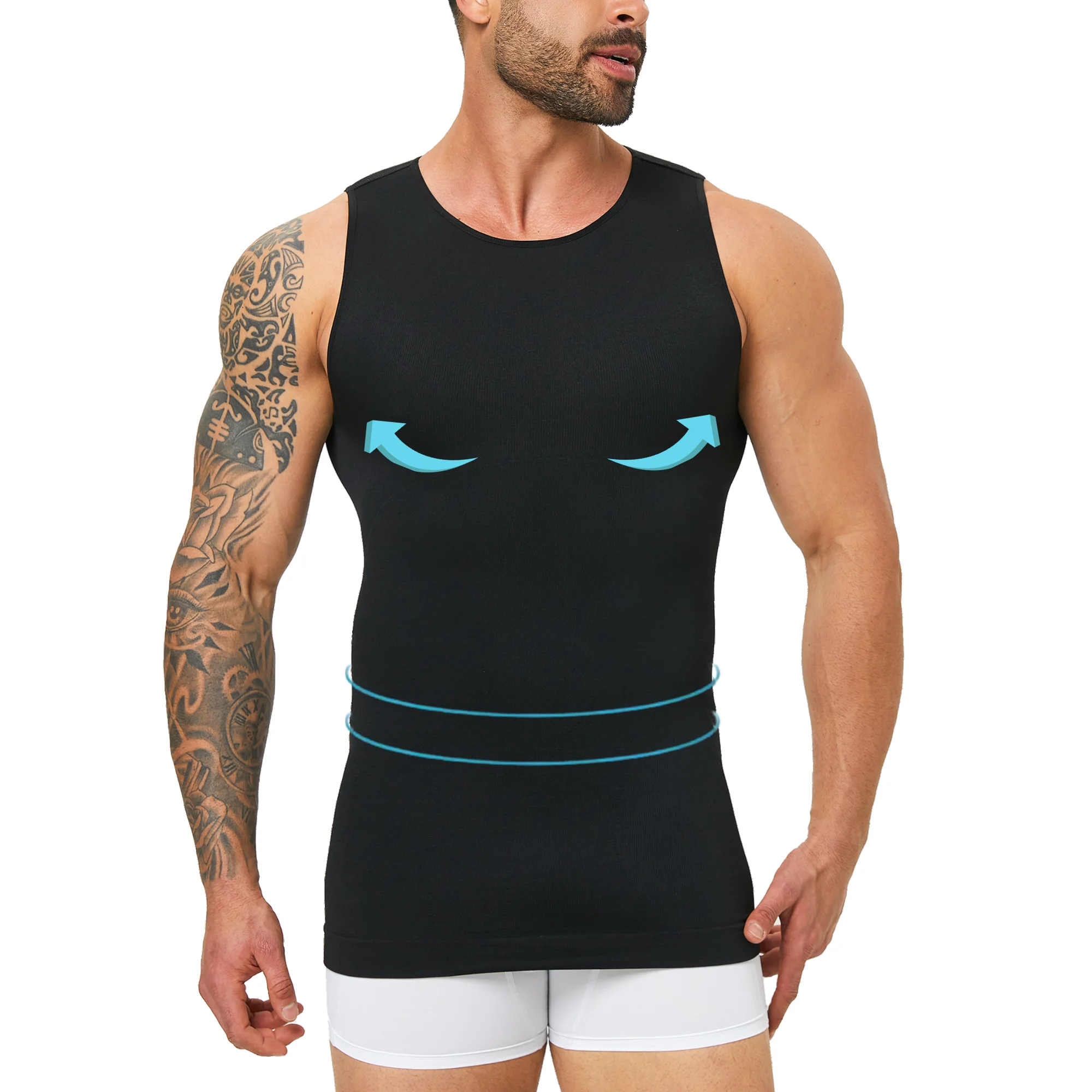 camiseta-sem-costura-para-homens-top-de-compressao-respiravel-de-alta-elasticidade-ajuste-slim-para-treino-e-uso-casual