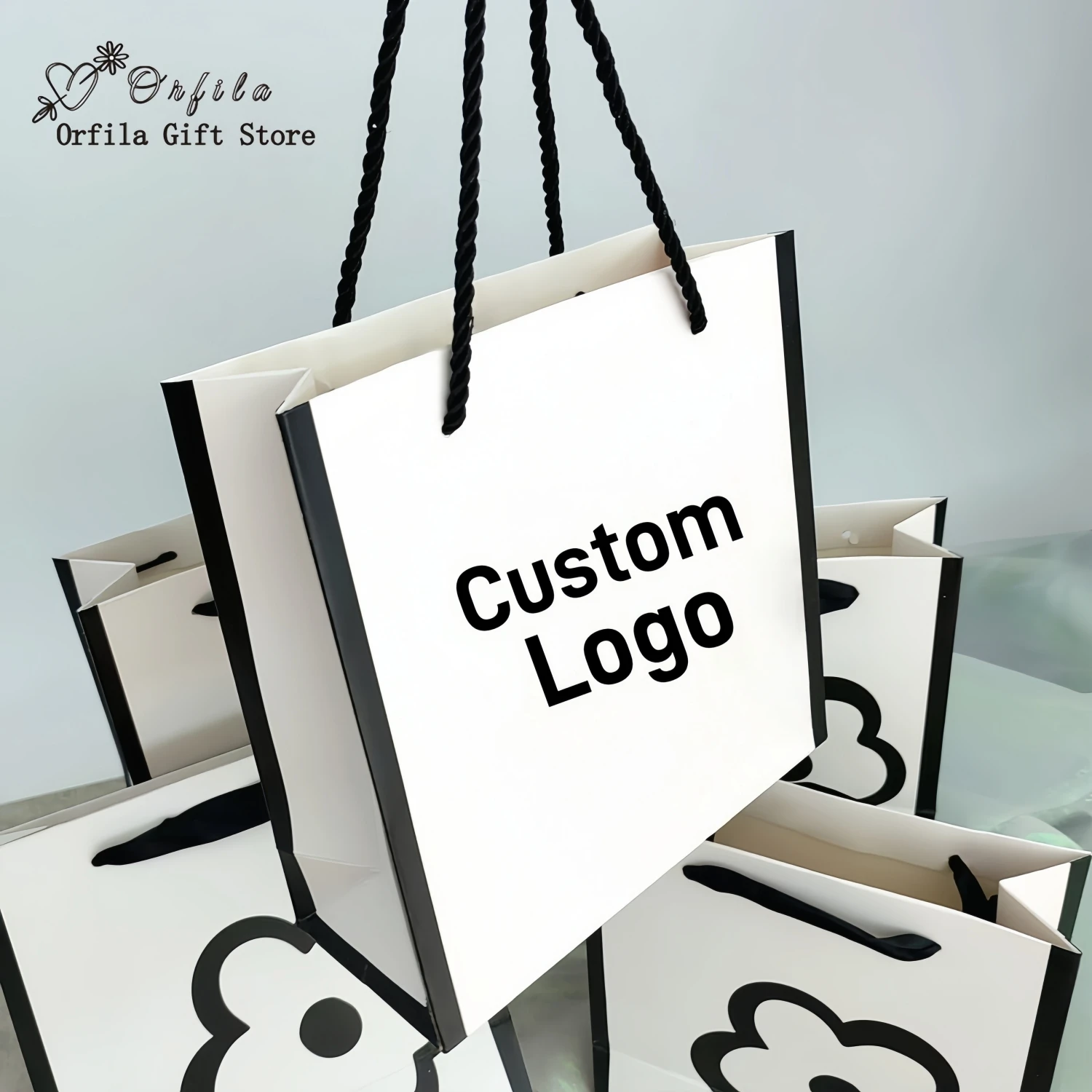 

10 Pcs Custom Logo Paper Gifts Bag For Small Business Jewelry Personization Packages Wedding Favors Valentines Day Gifts Bags