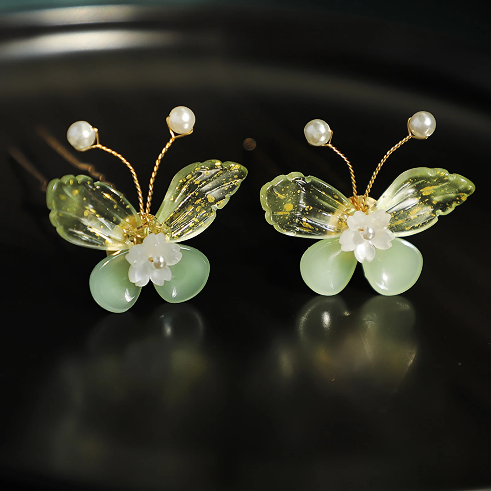 Butterfly U Shaped Wedding Bridal Hair Pins U Shape Barrette Hair Accessories for Thick Curly Hair Styling Decorative