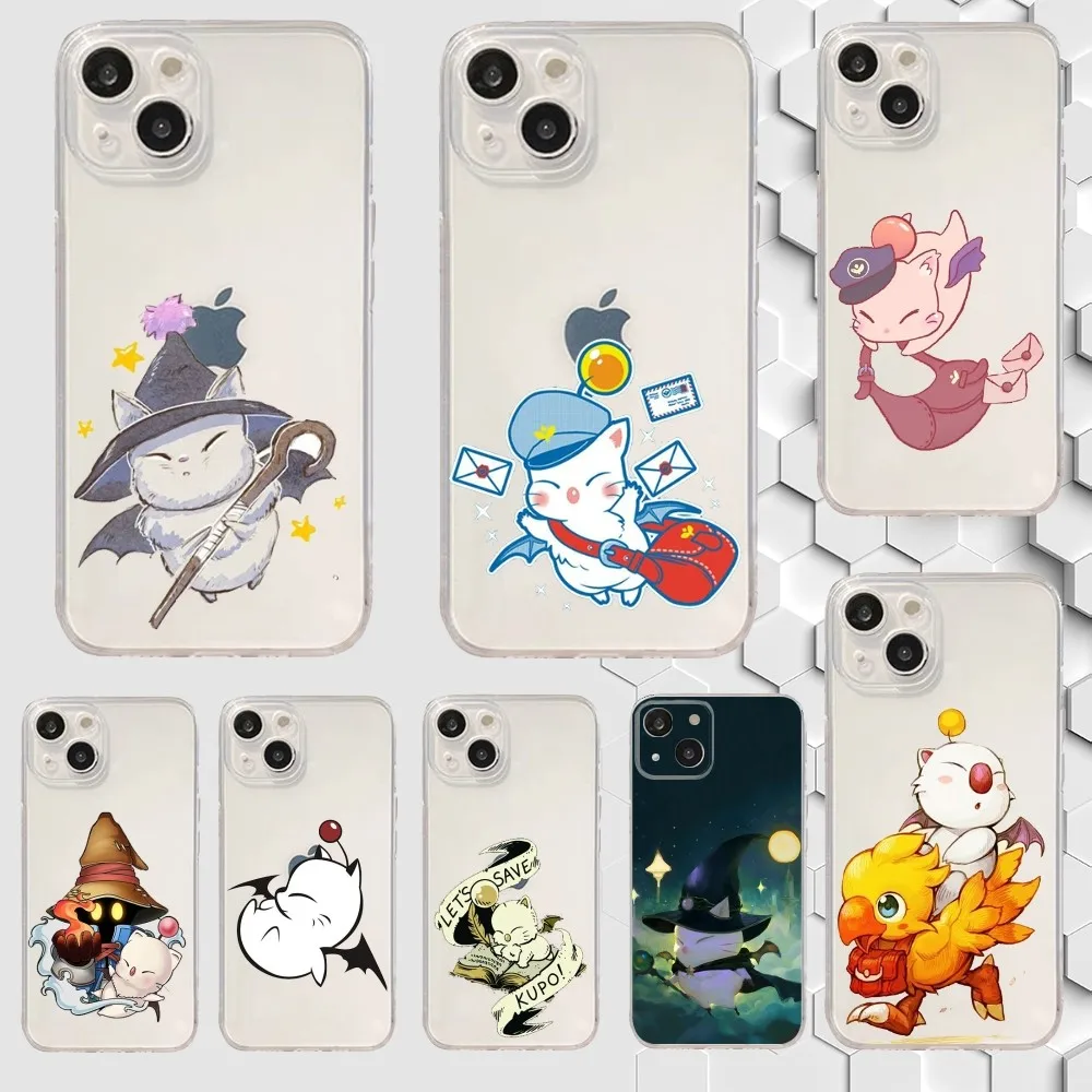 Final Fantasy Moogle Cute Phone Case For iPhone 15,14,13,12,11 Plus,Pro,Max,XR,XS,X,7,8 Plus,SE,Mini Transparent Silicone Soft