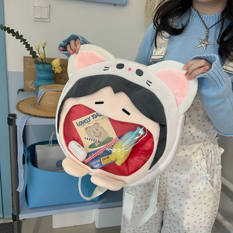 Bolsa de ombro bênção oficial do céu, Xie Lian, boca grande, perspectiva sorridente, mochila fofa dos desenhos animados, presente de aniversário