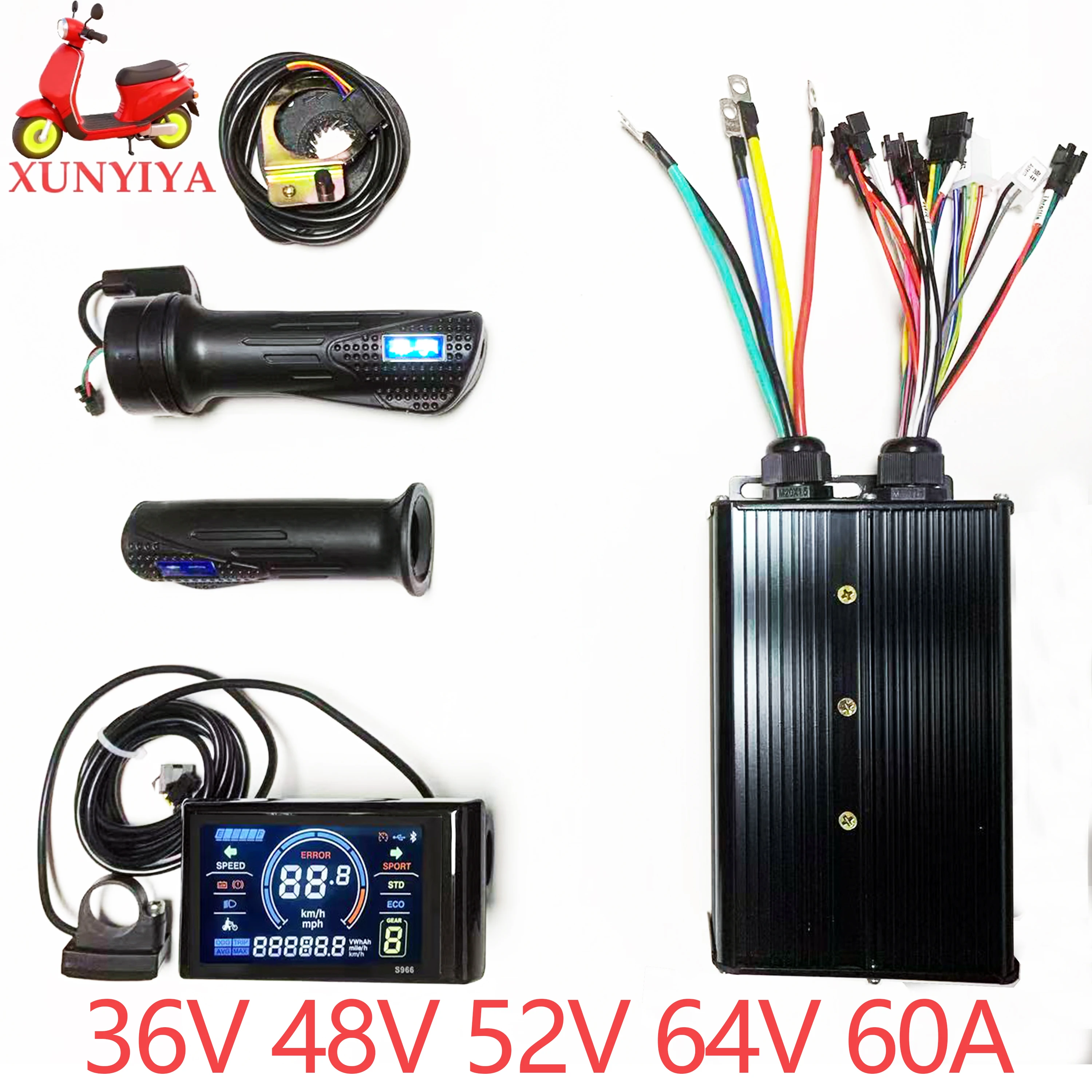 AliExpress NONE 60A 36V 48V 60V 64V 2000W 3000W Brushless Motor Controller with S966 LCD Display ，PAS ，Throttle for UART No. 2 E-bike motorcycle