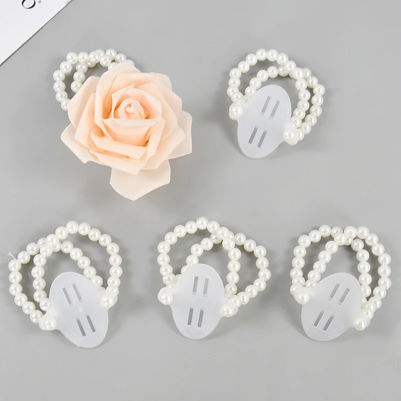 5Pcs Stretch Pearl Wedding Wristband DIY Decor Accessories Handmade Pearl Elastic Corsage Bands Wristlets For Wedding Party Prom