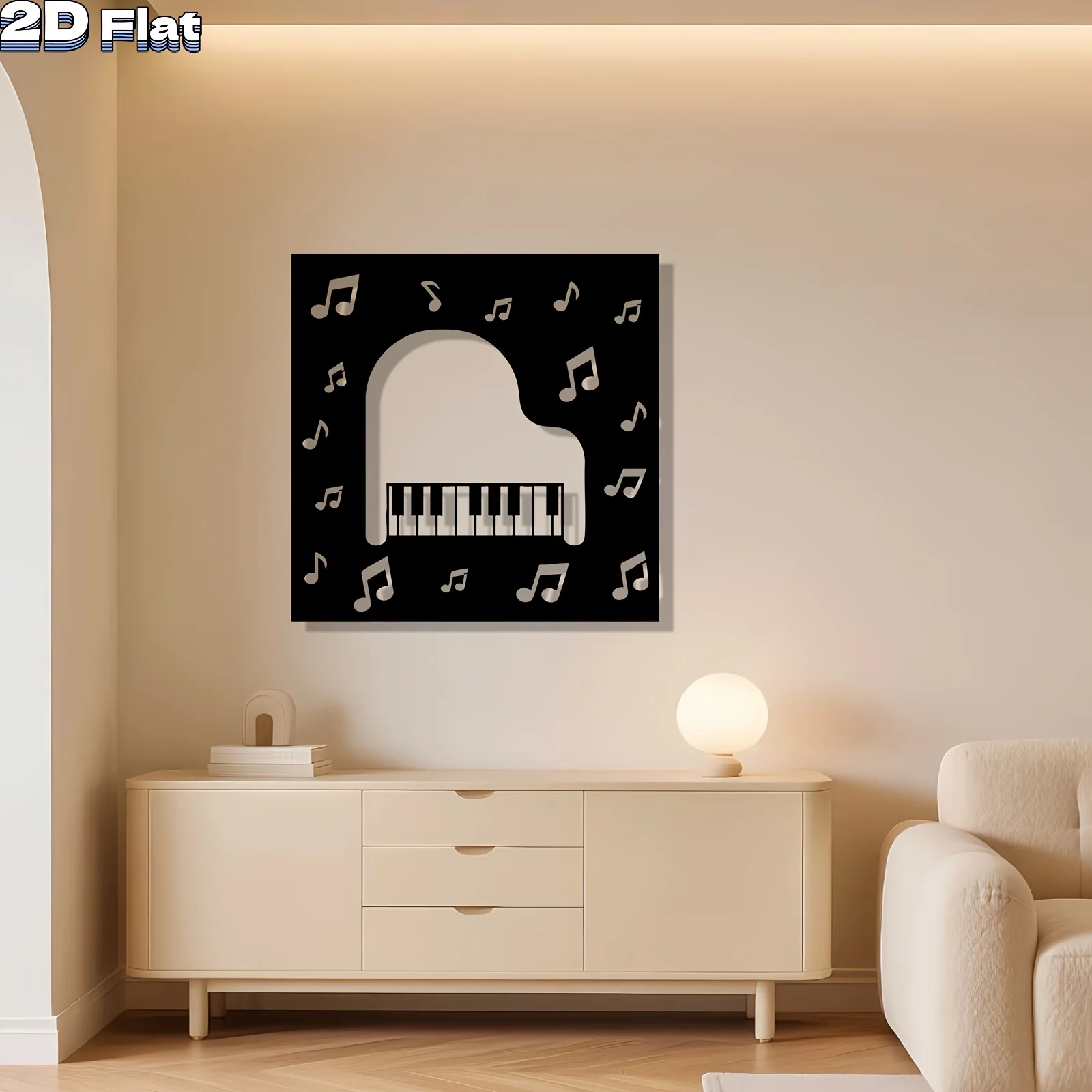 Piano & Musical Notes Iron Wall Art, Rust‑Resistant Decor for Living Room Garden Fence, Christmas New Year Music Lovers Gift