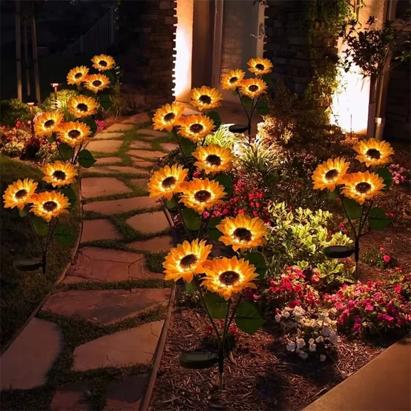 LED Solar Sunflowers Rose Flower Light Home Decorative Flower Lights Garden Decoration Lawn Lamp Waterproof Landscape Rose Light image 6
