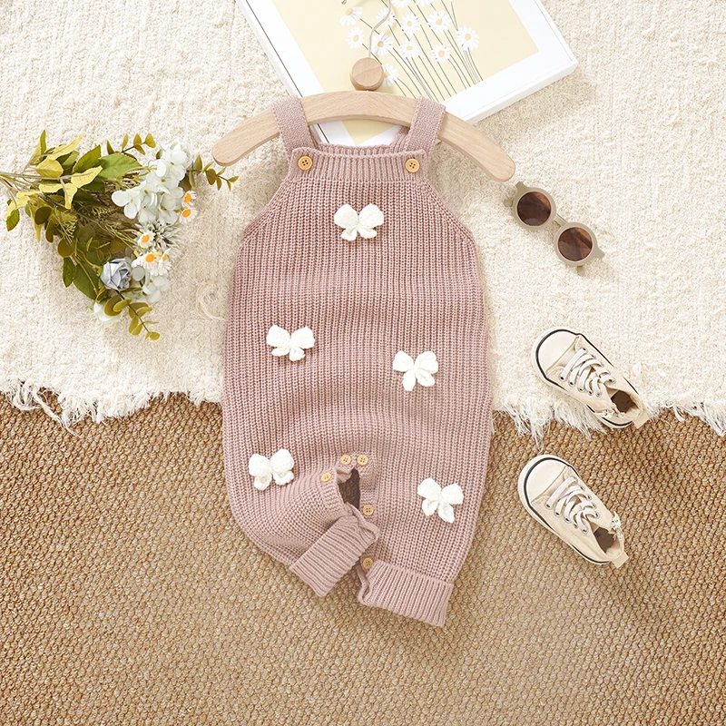 Neugeborene Kleidung Frühling und Herbst Casual Ärmelloses Stricken Säuglings Mädchen Outwear Strampler Overalls 0-18 m Einteiliges Kind outfit