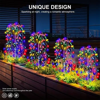 4Pack 680LED Christmas Solar Firecracker Fireworks Lights Outdoor Yard Lawn Garden Decorative Light Party Landscape Lighting 4