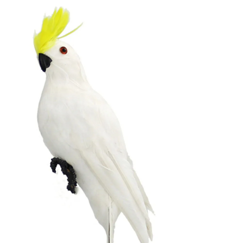 

Artificial Parrot Decor Simulated Parrot Ornament White Yellow 35cm Home Garden Balcony Lawn Decoration