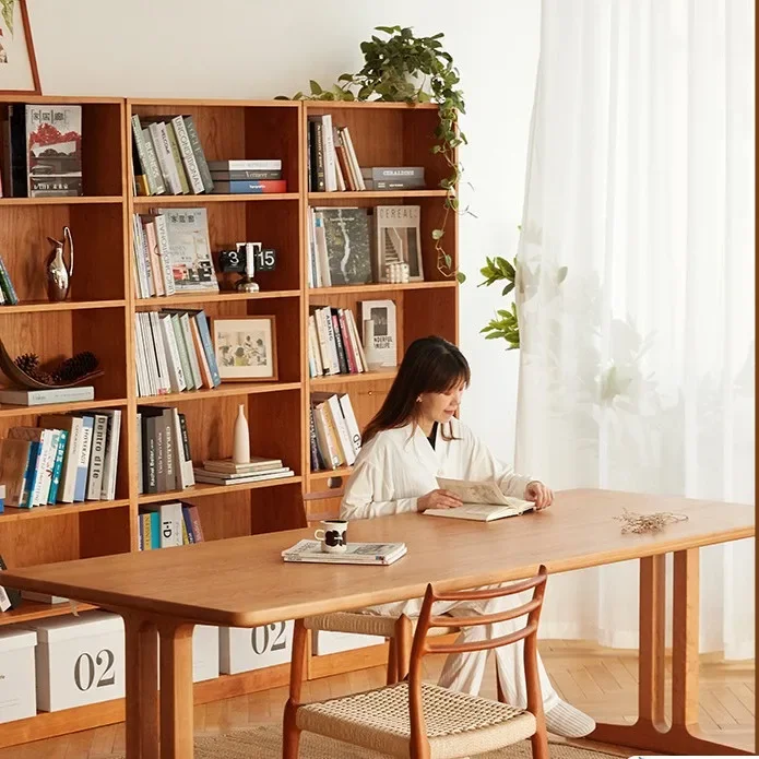 Living room long desk workbench solid wood large board table to cherry wood dining table double desk