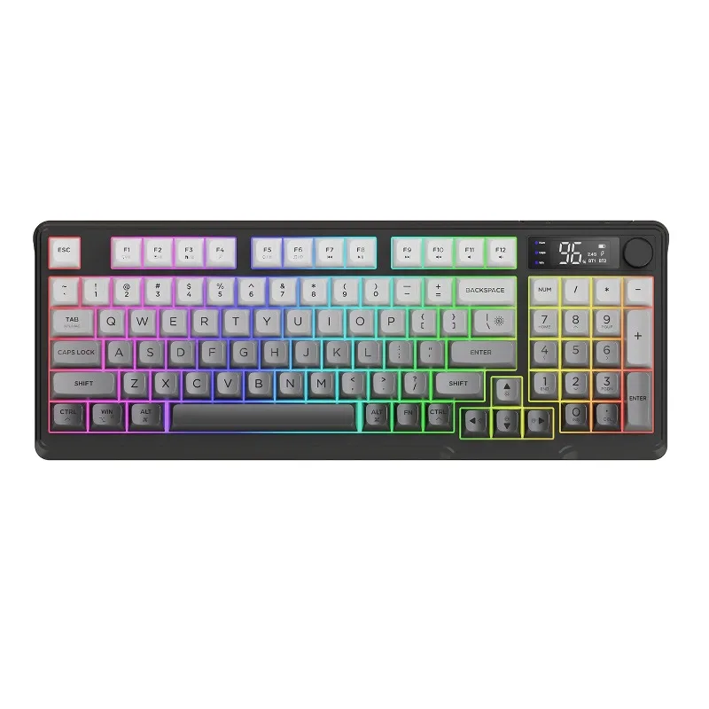 

M96 wireless bluetooth dual mode mechanical feel keyboard PBT gradual change ball cap with display screen game keyboard