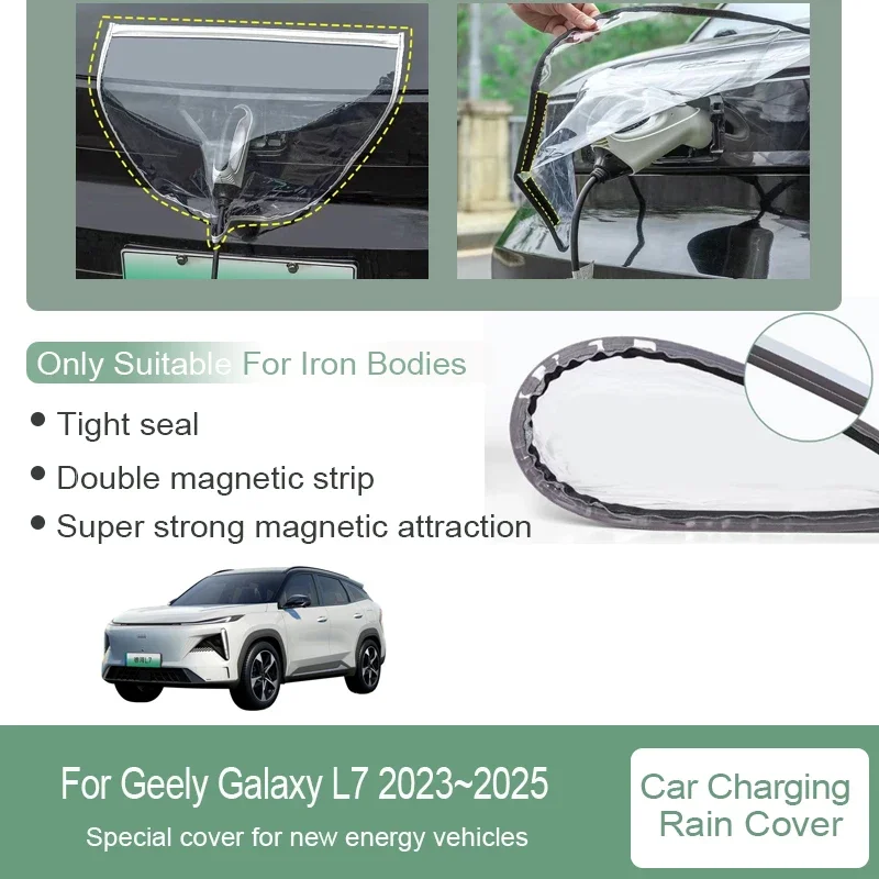 

Автомобильные дождевики для Geely Galaxy L7 2023 ~ 2025, специальный зарядный штекер, новинка, зарядный пистолет, водонепроницаемый дождевик, автомобильные аксессуары