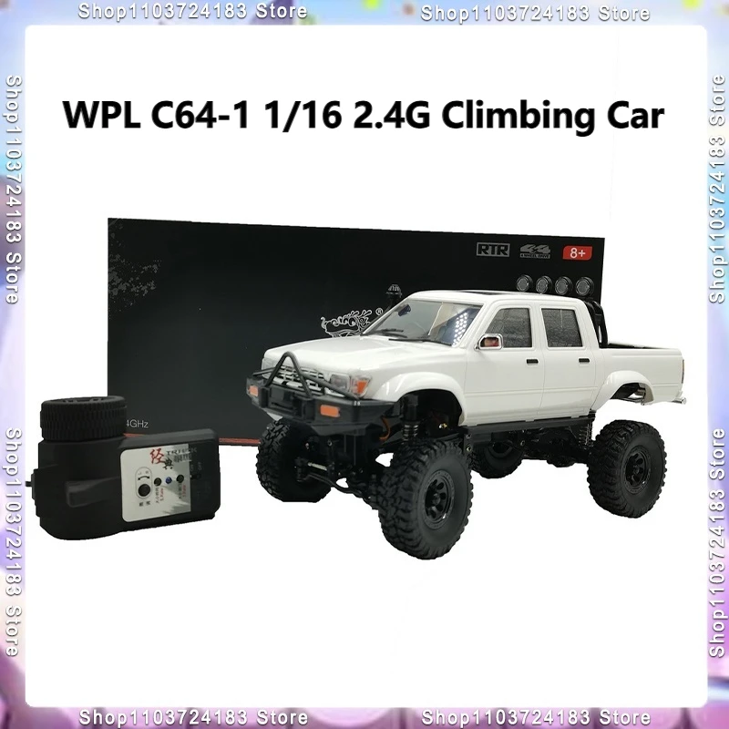 WPL C64-1 RC CAR 4WD Climbing Car Off Road Vehicle 1/16 2.4g White Single Electricity C64 Pickup Truck Remote Control Toy