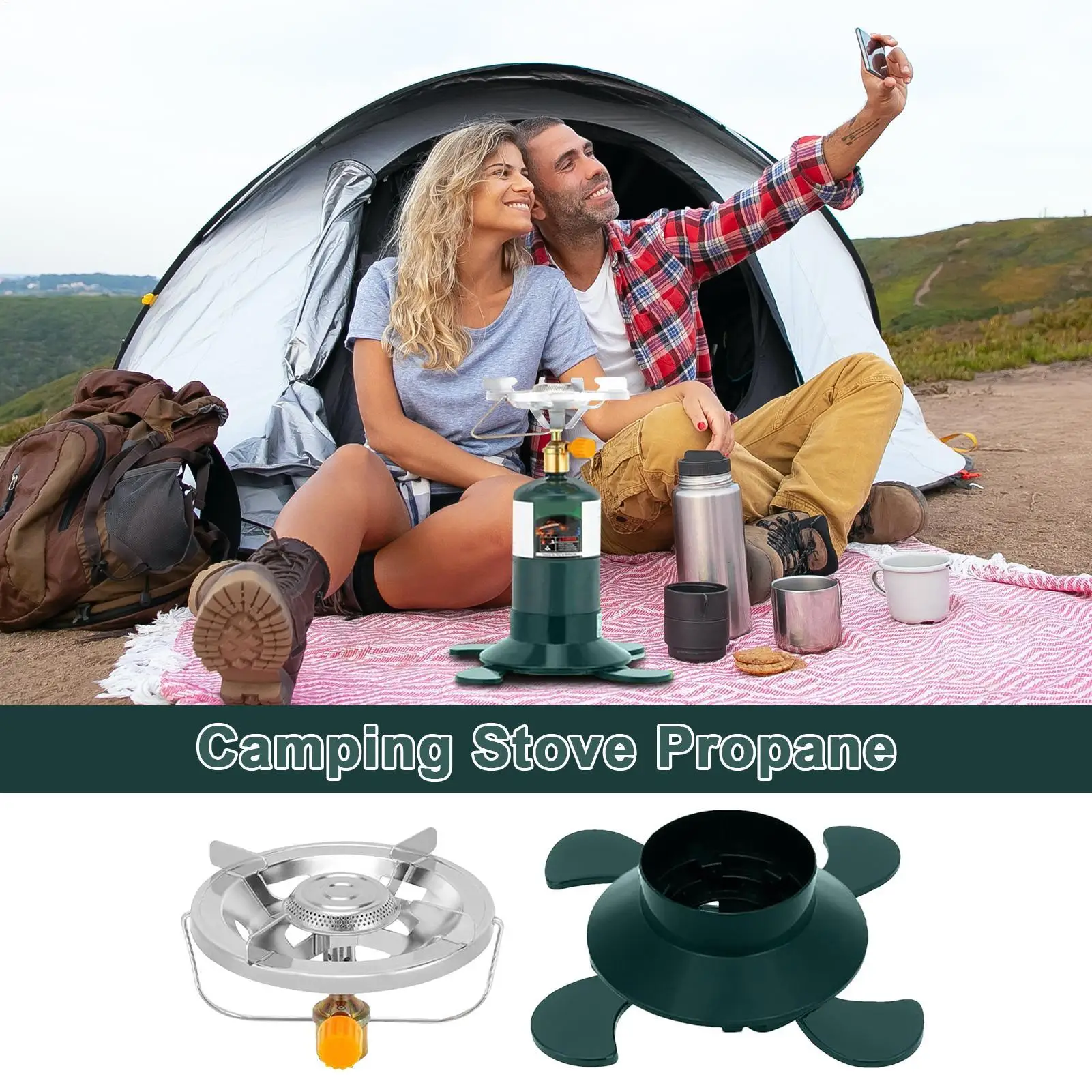 

Camping Stove Support Hiking Cooker Canister Base Foldable Support Stabilizer Stand Adjustable Flame For Camping Dinners Picnics