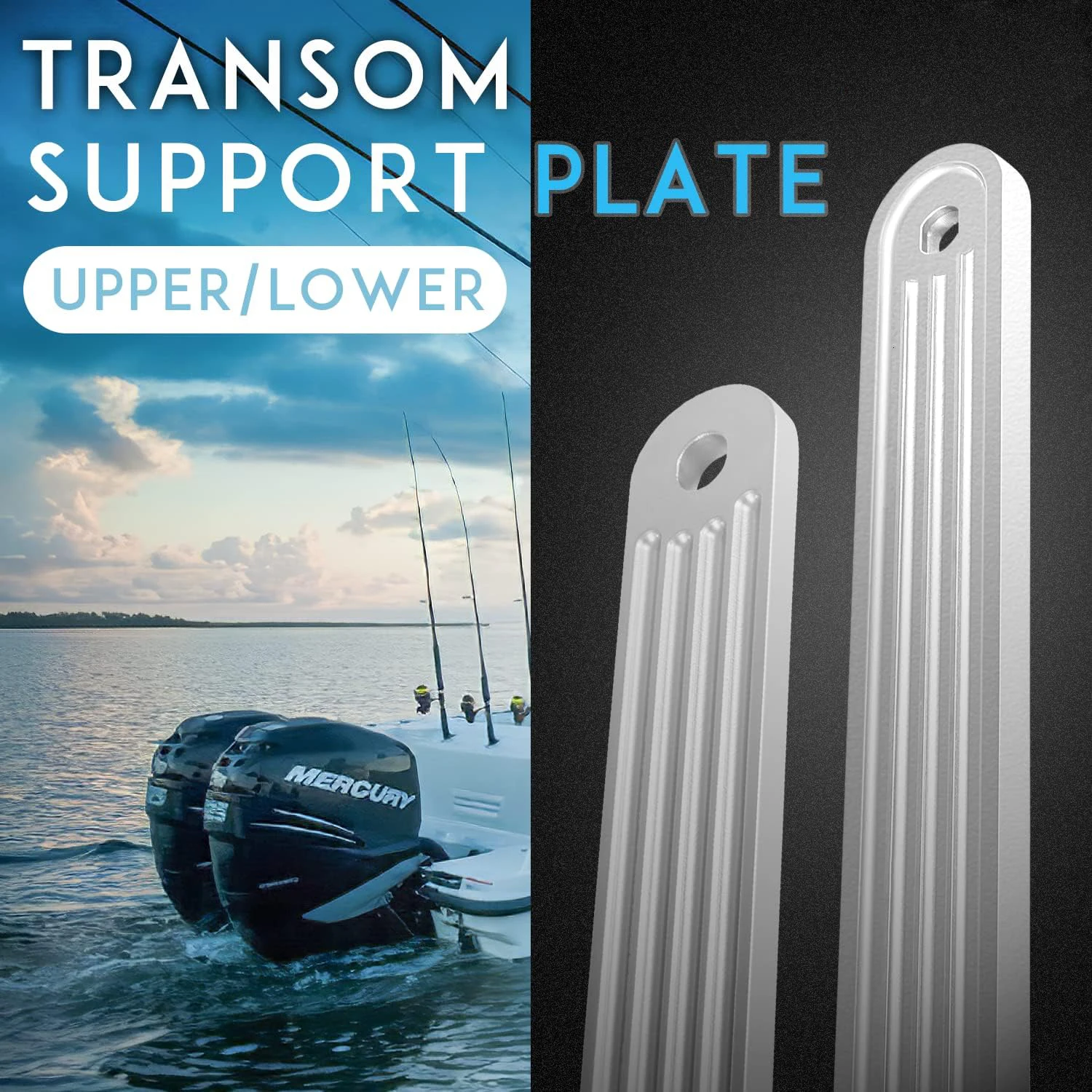 TSP-1 TSP-2DP Transom Support Plate Kit Fit Top Support and Lower Support Bolt Holes Size 15” x 2” / 12” x 2” Thickness 3/8” Rep