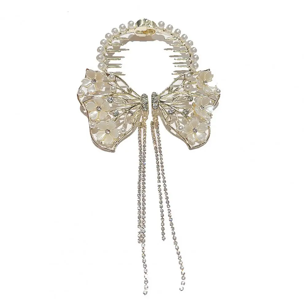 Beautiful Comb Design Headwear Women Large Butterflies Decor Ponytail Hair Claw Round Horsetail Buckle Hair Accessories