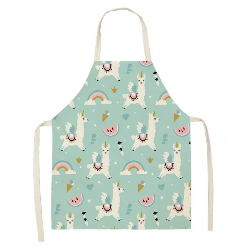 Cartoon Print Apron Cute Girly Heart Kitchen Apron Adult Cleaning Apron Children's Painting Antifouling Decorative Bib