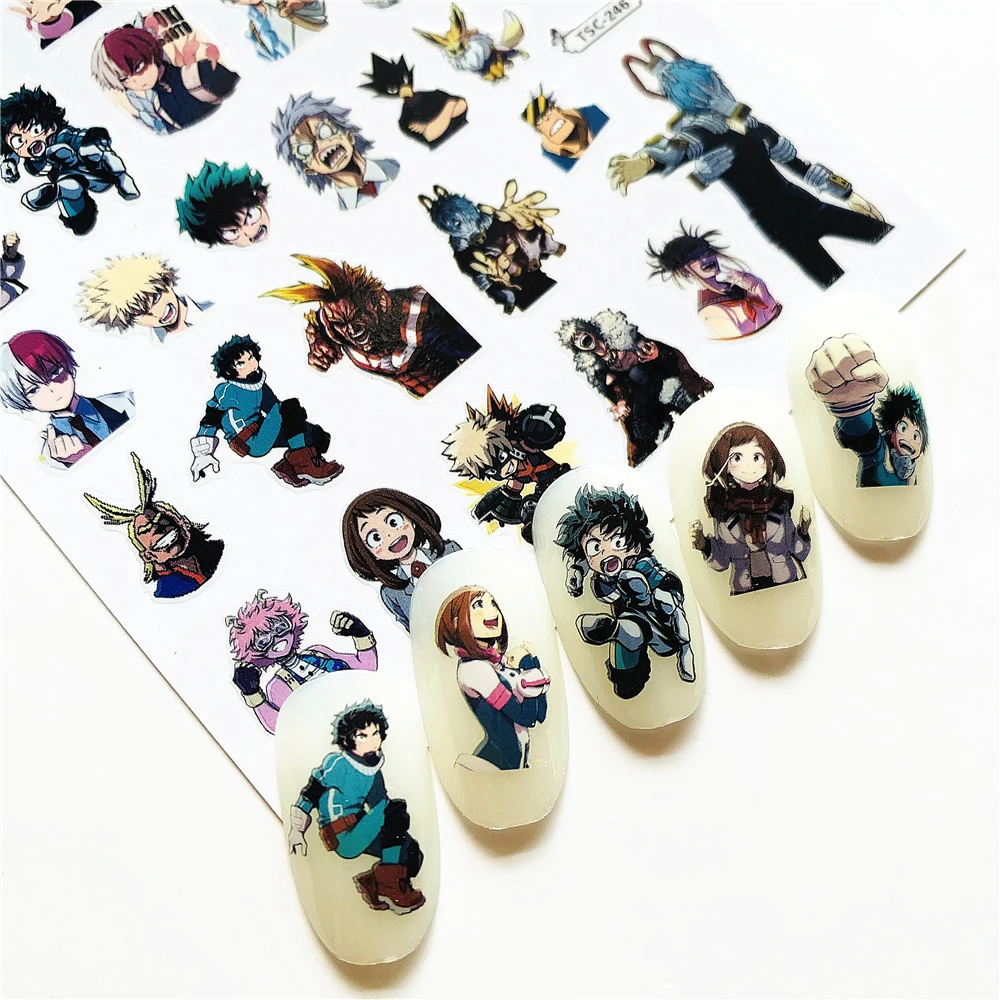 La più recente serie TSC TSC-188 My hero academia 3d nail art sticker nail decal stamping export japan progetta strass