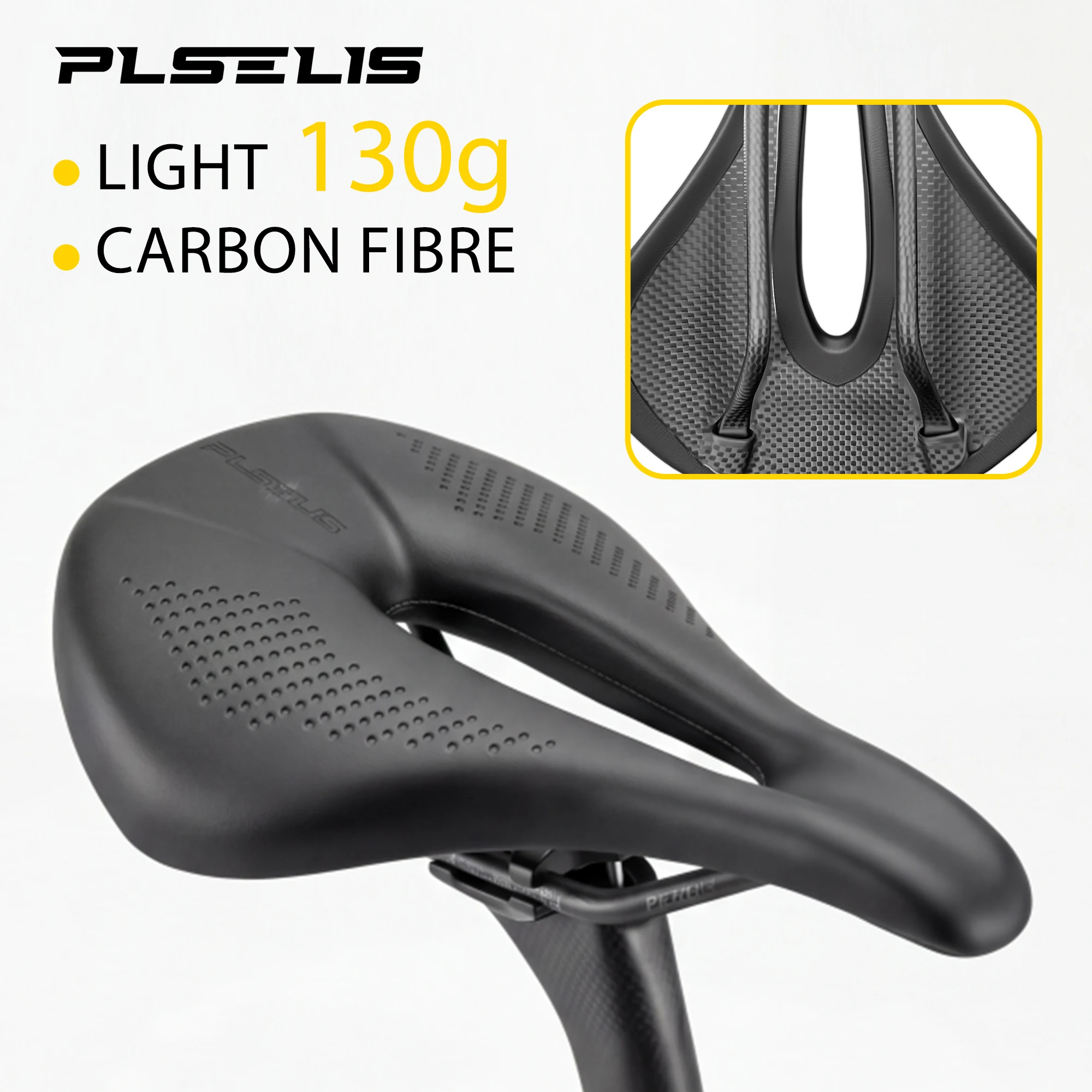 

Plselis Full carbon seat cushion, soft drawing sponge, road bicycle seat cushion, bicycle seat cushion, ergonomics.