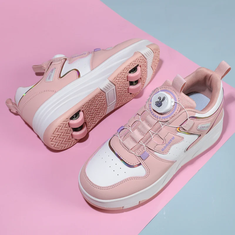 Youth New Roller Shoes Parkour Retractable Walking Urban Children With 4 Wheels Deformation Skate Shoes Fashion Casual Sneakers