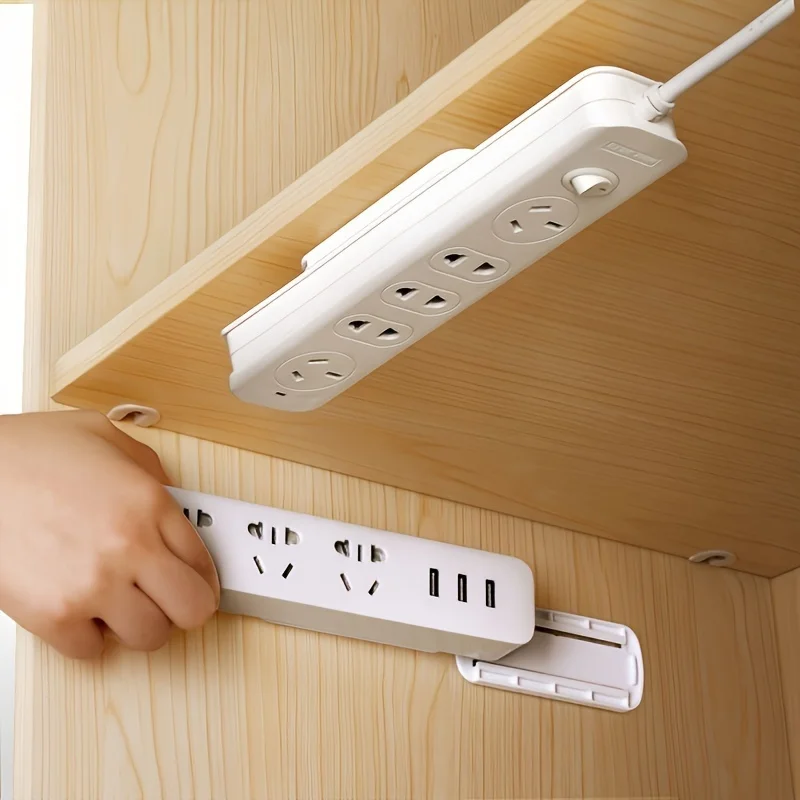 5Pcs Plastic Wall Mount Power Strip Holder, No Drill Removable Organizer for Router, Remote Control & Cable Management