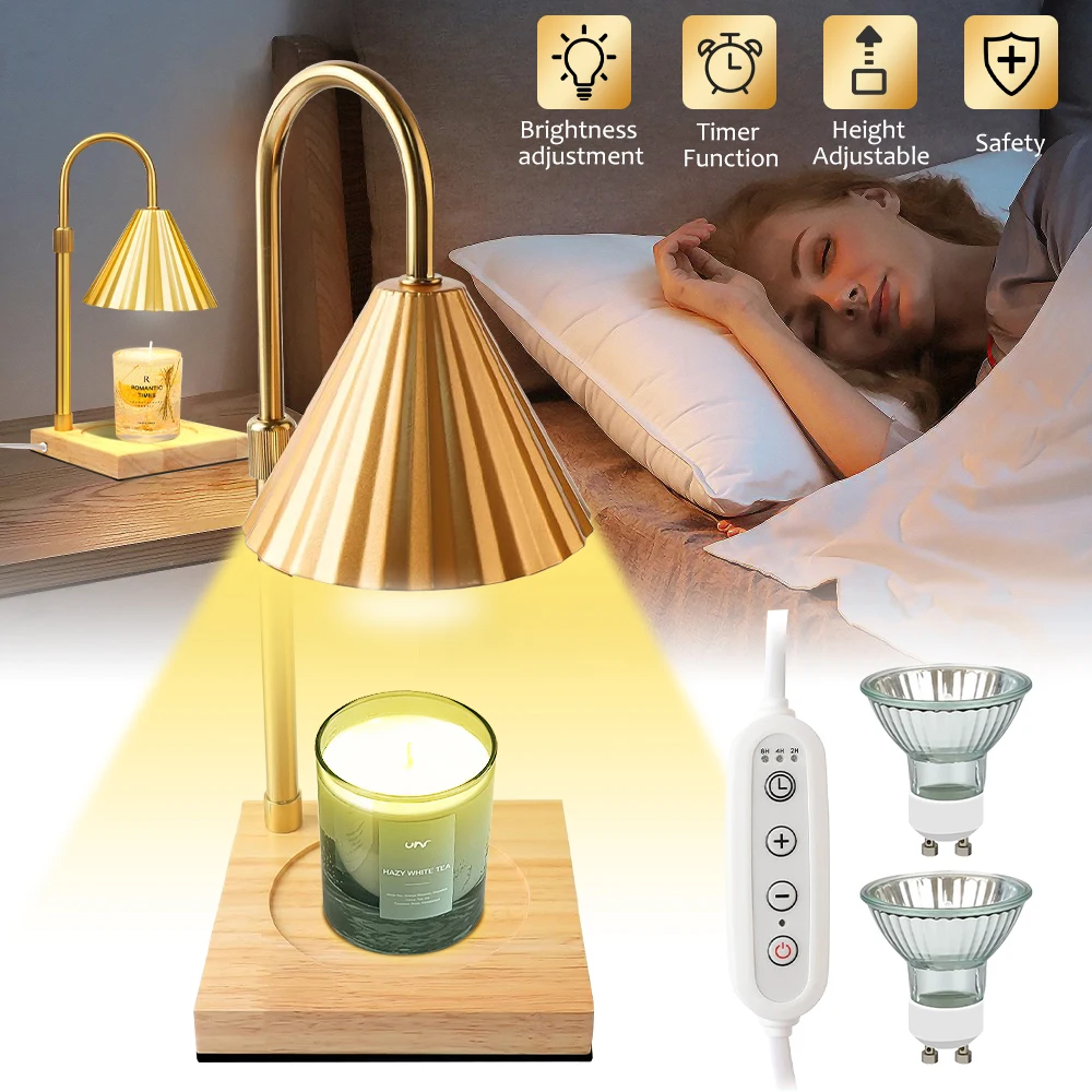 Candle Warmer Table Lamp Aromatherapy Candlestick Night Light Bedroom Bedside Desk Lamp Study Office Home Retro Melting Wax Lamp