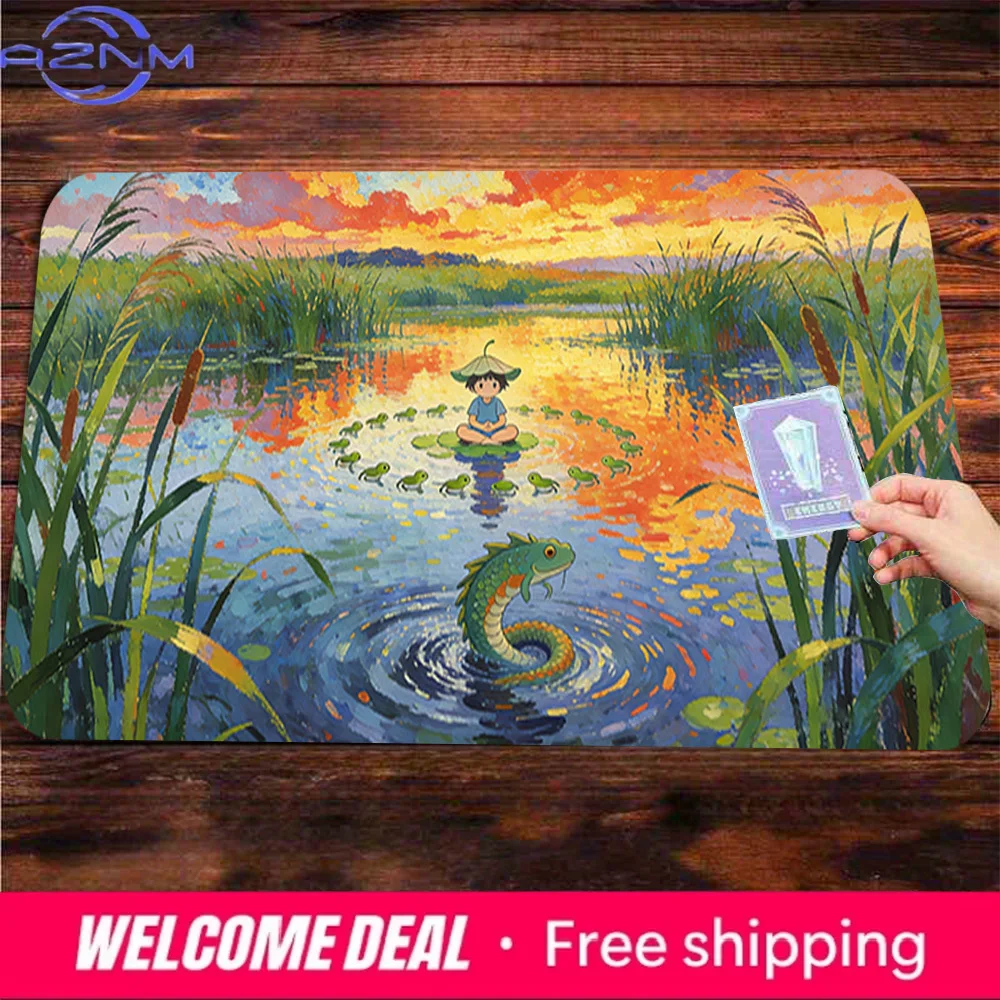 Anime Lake Sunset Desk Mat Non-Slip Washable Gaming Mouse Pad