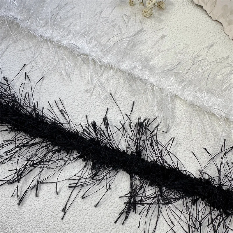 

Черно-белая твидовая юбка с кружевным подолом ручной работы с венчиком, декоративный материал «сделай сам», тканая тесьма от кутюр