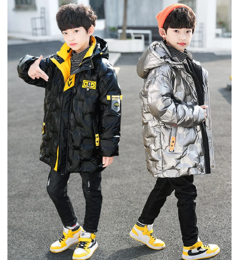 

Winter 5-15Yrs Children's Clothing Snow Wear Thicken Warm Hooded Smooth Cotton Padded Coat Kids Outerwear Boys Jacket Clothes