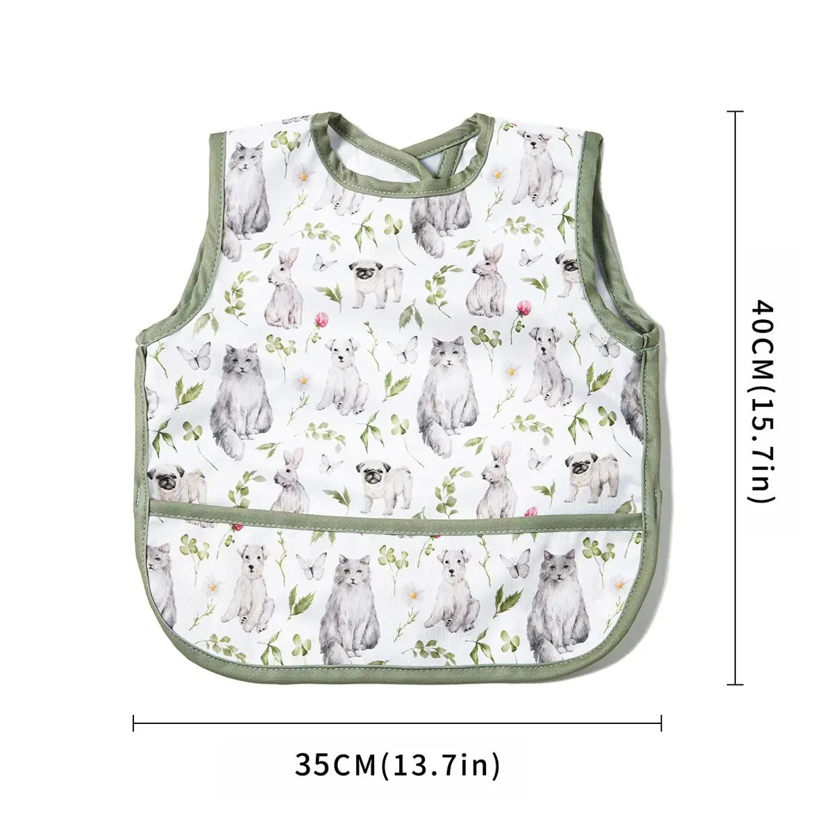 Waterproof Bib With Cute Printing Sleeveless Art Smock Feeding Bib Apron For Kids Accessories 0-3 Years