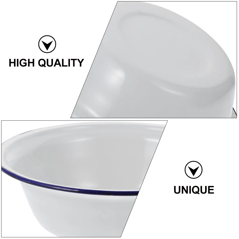 

2Pcs Vintage Enamel Basin Multipurpose Kitchen Accessory Antirust Soup Bowl Fruit Container Salad Mixing Bowl Enamel Basin