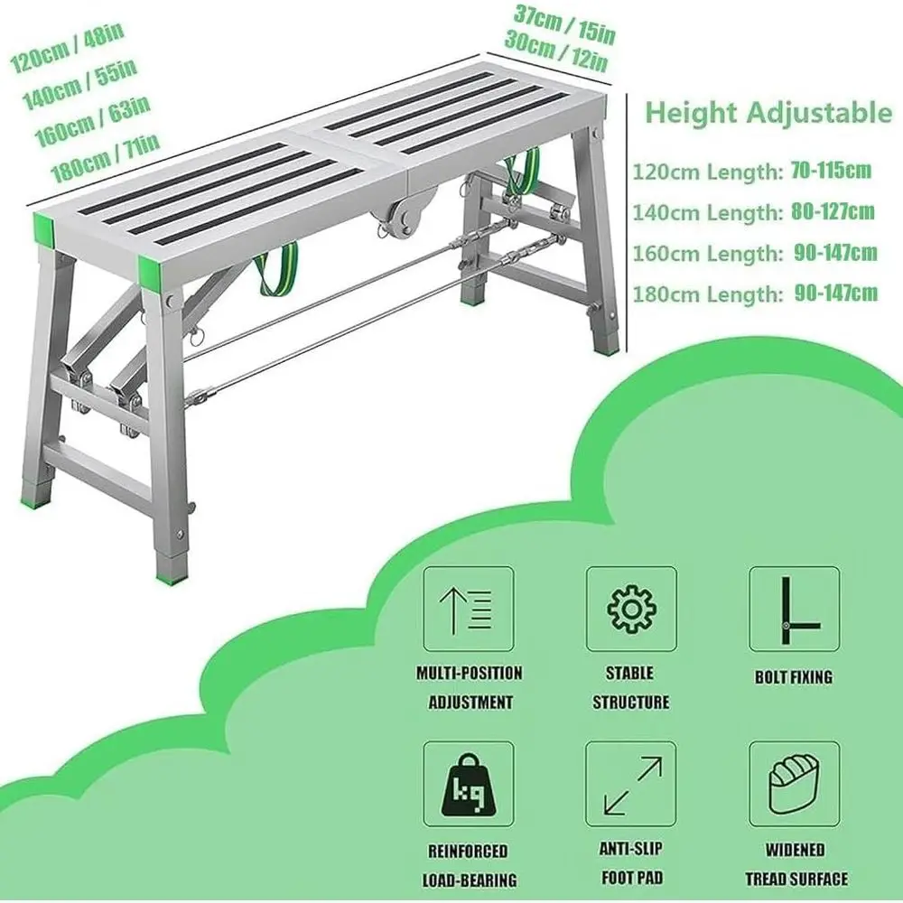 Adjustable Home Engineering Scaffold Workbench, 30-200cm Height Range, Folding Portability