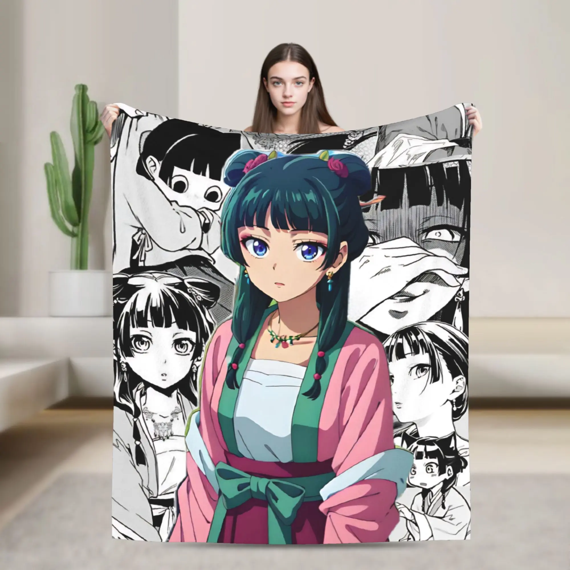 The Apothecary D-Diaries Maomao  Blanket Multi-size Soft and Lightweight  Throw Blankets for Couch Sofa and Bed