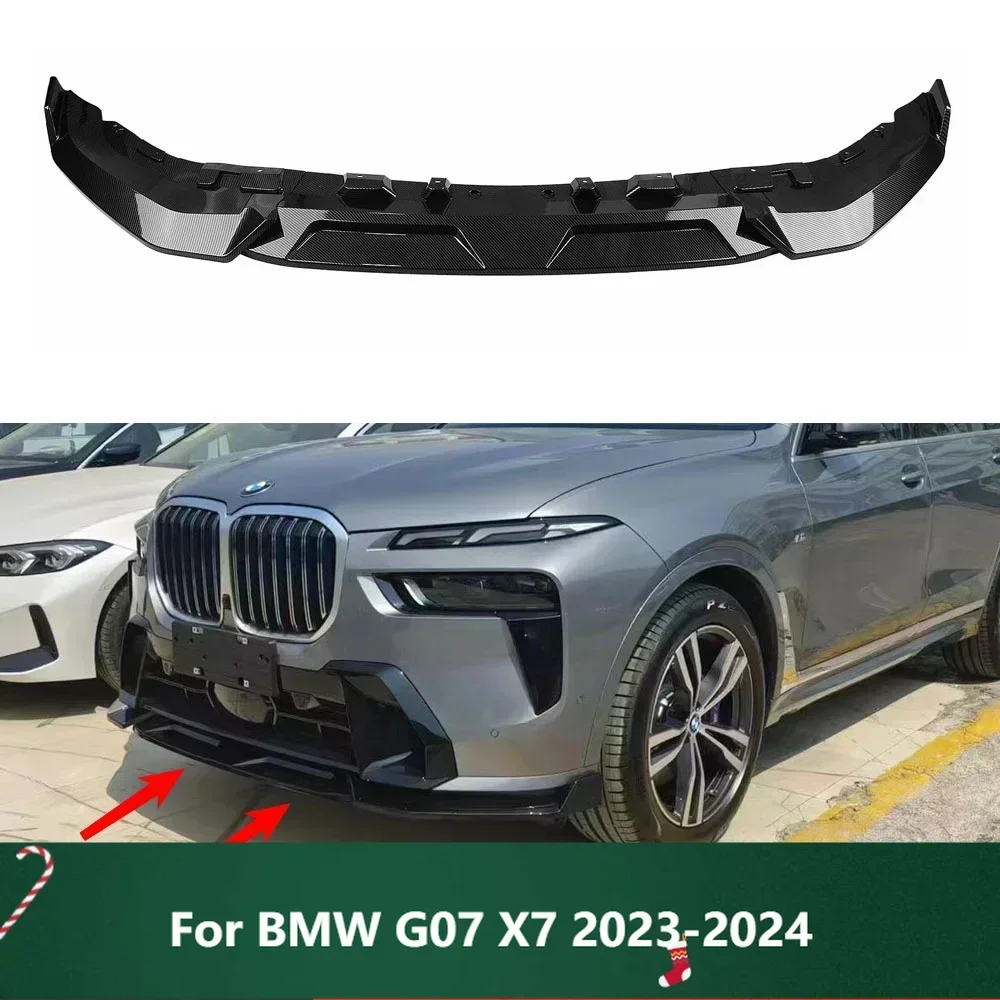 New！For BMW G07 X7 2023-2024 Competition Front Bumper Spoiler Lip Carbon Fiber Loo/Gloss Black Lower Plate Splitter Blade Protec