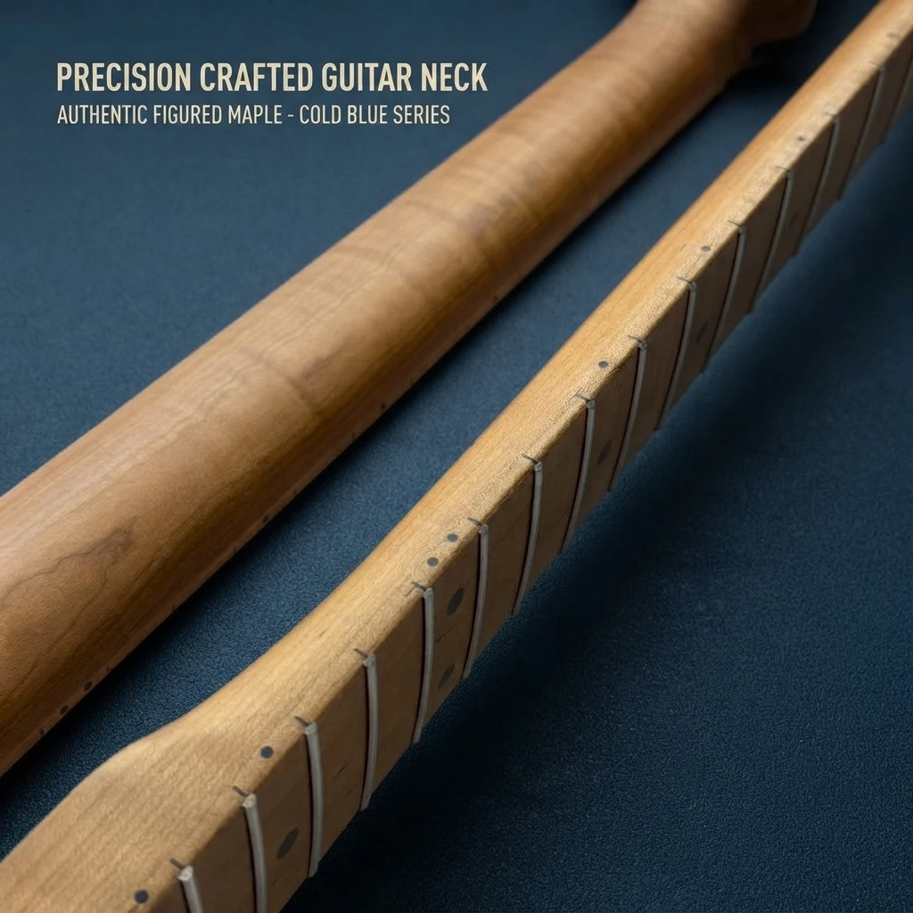 Flame Maple ST Guitar Neck, 22 Frets Maple Fingerboard, Smooth Playing Guitar Neck Replacement for ST Electric Guitar Enthusiast