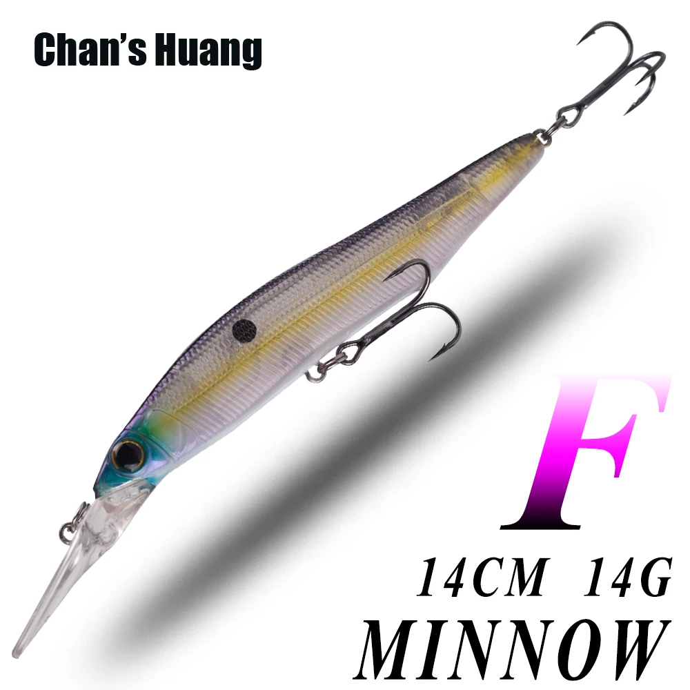 Chan\'s Huang Artificial Jerk Minnow Fishing Lures 14CM 14G Floating Deep Water Diver Jerkbait Minnow Bait Tackle For Fishing