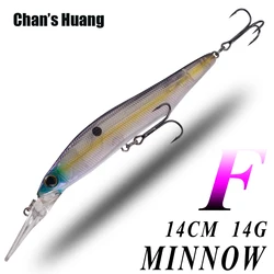 Chan's Huang Artificial Jerk Minnow Fishing Lures 14CM 14G Floating Deep Water Diver Jerkbait Minnow Bait Tackle For Fishing