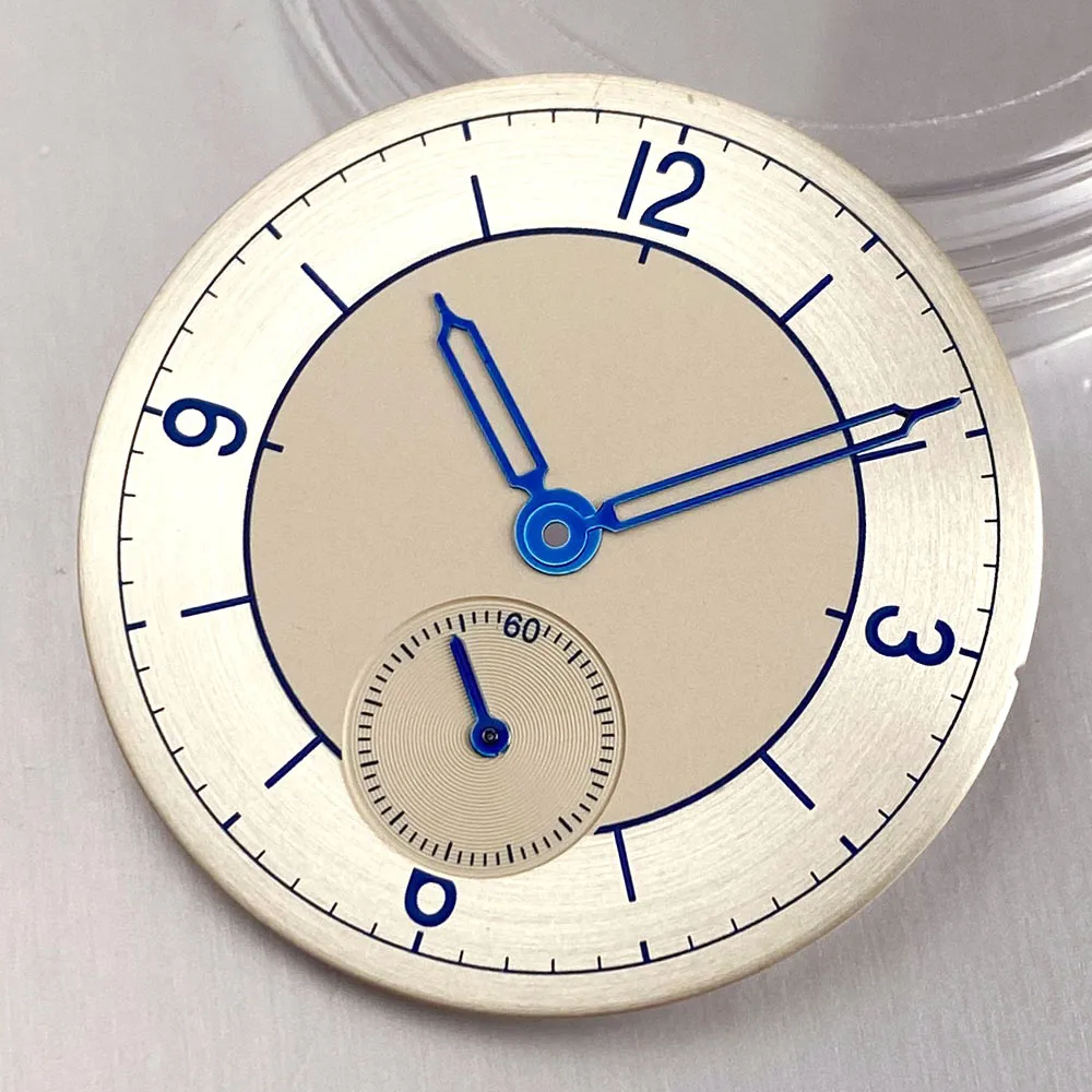 38 مللي متر حاوية من الفولاذ المقاوم للصدأ الزجاج الغطاء الخلفي خمر الفضة الهاتفي الأزرق الأيدي ملحق لحركة نورس البحر ST1701 ساعة أوتوماتيكية #3