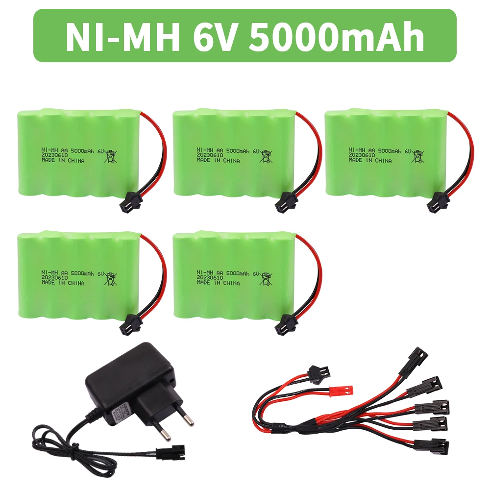 6V 5000mah NiMH Battery with USB Charger For Rc Toys Cars Tank Truck Robots Guns Boats AA Ni-MH 6v Rechargeable Battery Pack