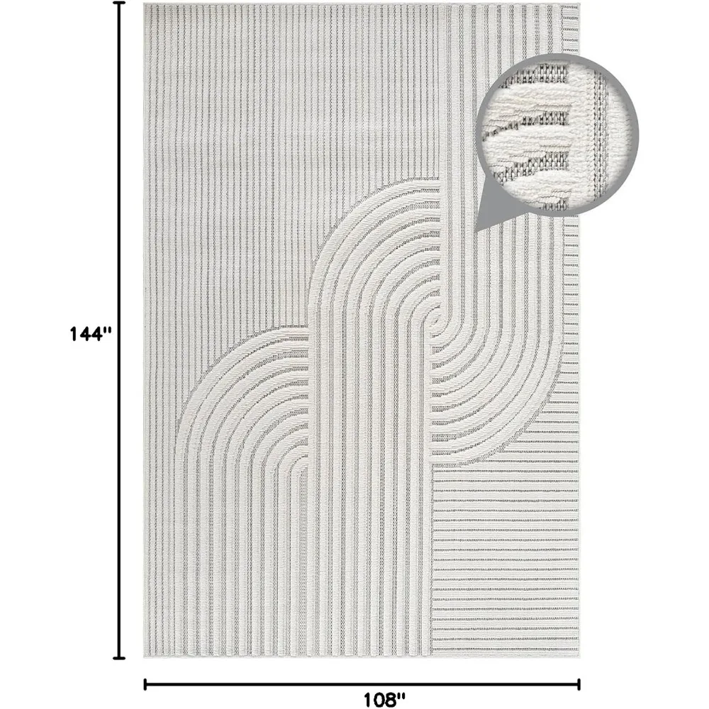 Luxury Swirl Curved Large Area Rugs - 9x12, Soft High-Low Pile, Stain Resistant, Easy to Clean