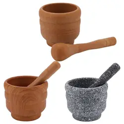 Plastic Mortar and Pestle Set With Unique Color and Texture for Guacamole Garlic Spice Herbs Grinder Cooking Kitchen Tool Supply