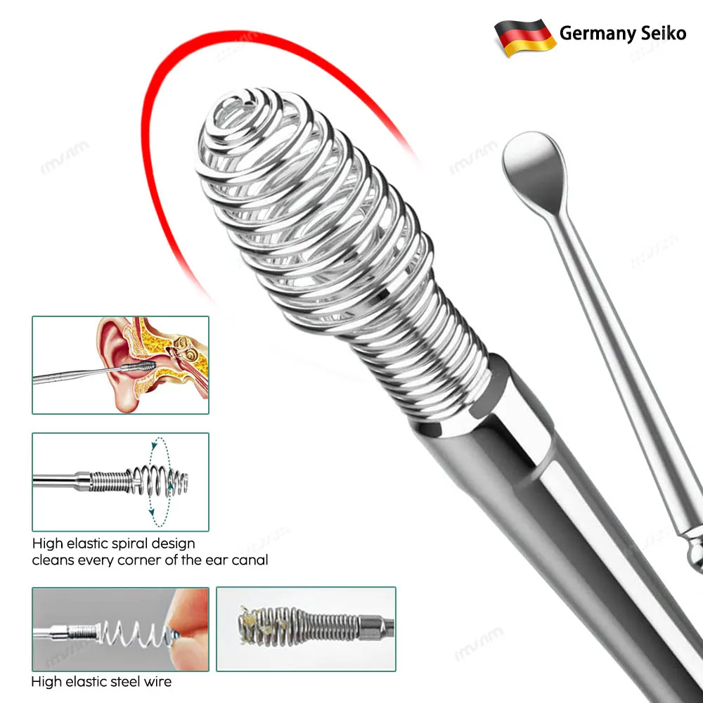 Do czyszczenia uszu zestaw Earpick wosku z uszu Remover łopatka do uszu Curette czyszczenie uszu spirala Earpick łatwe usuwanie woskowiny do czyszczenia uszu zestaw do czyszczenia gadżet