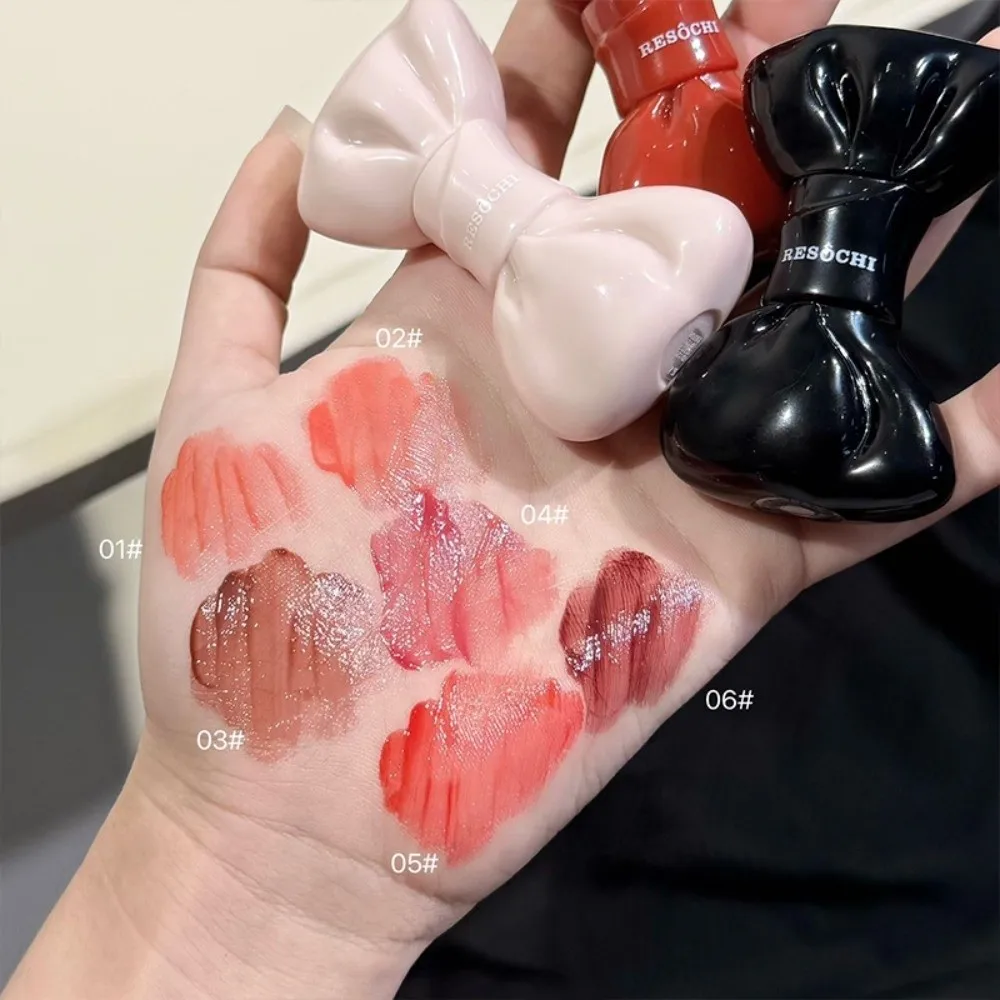 Bow Tube Jelly Mirror Lip Gloss Moisturizing Watery Texture Bowknot Lip Tint Non Sticky Long Lasting Liquid Lipstick Lip Makeup