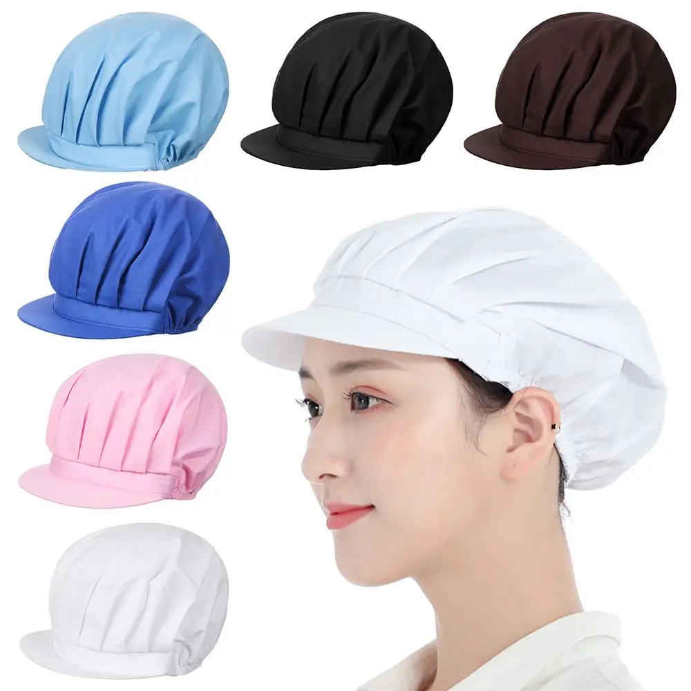 

Solid Chef Cap Hair Nets Hotel Restaurant Canteen Work Wear Cook Hat Food Service Bandage Adjustable Cap