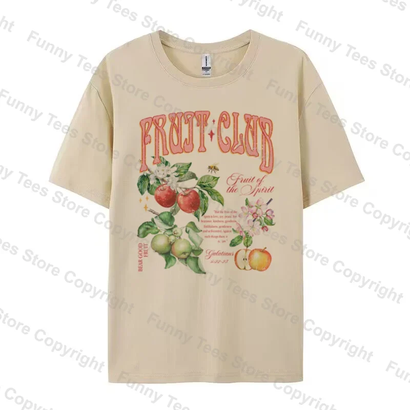 Retro Fruit of Spirit T-Shirts Faith Bible Verse T Shirt Cottagecore Botanical Tee Shirt Women Aesthetic Christian Apparel Gifts