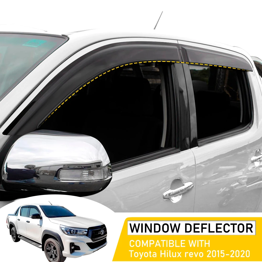 Weather Shields Window Visor For Toyota Hilux Revo 2015 -2024 4pcs Smoke Black Wind Deflector For Double Cabin Car Accessories