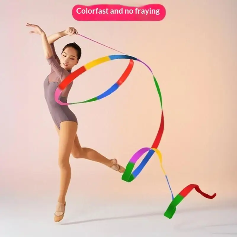 [J] Colorful Artistic Gymnastics Ribbon With Rod Outdoor Sport Toy For Kids Dance Prop Ideal Gift For Children