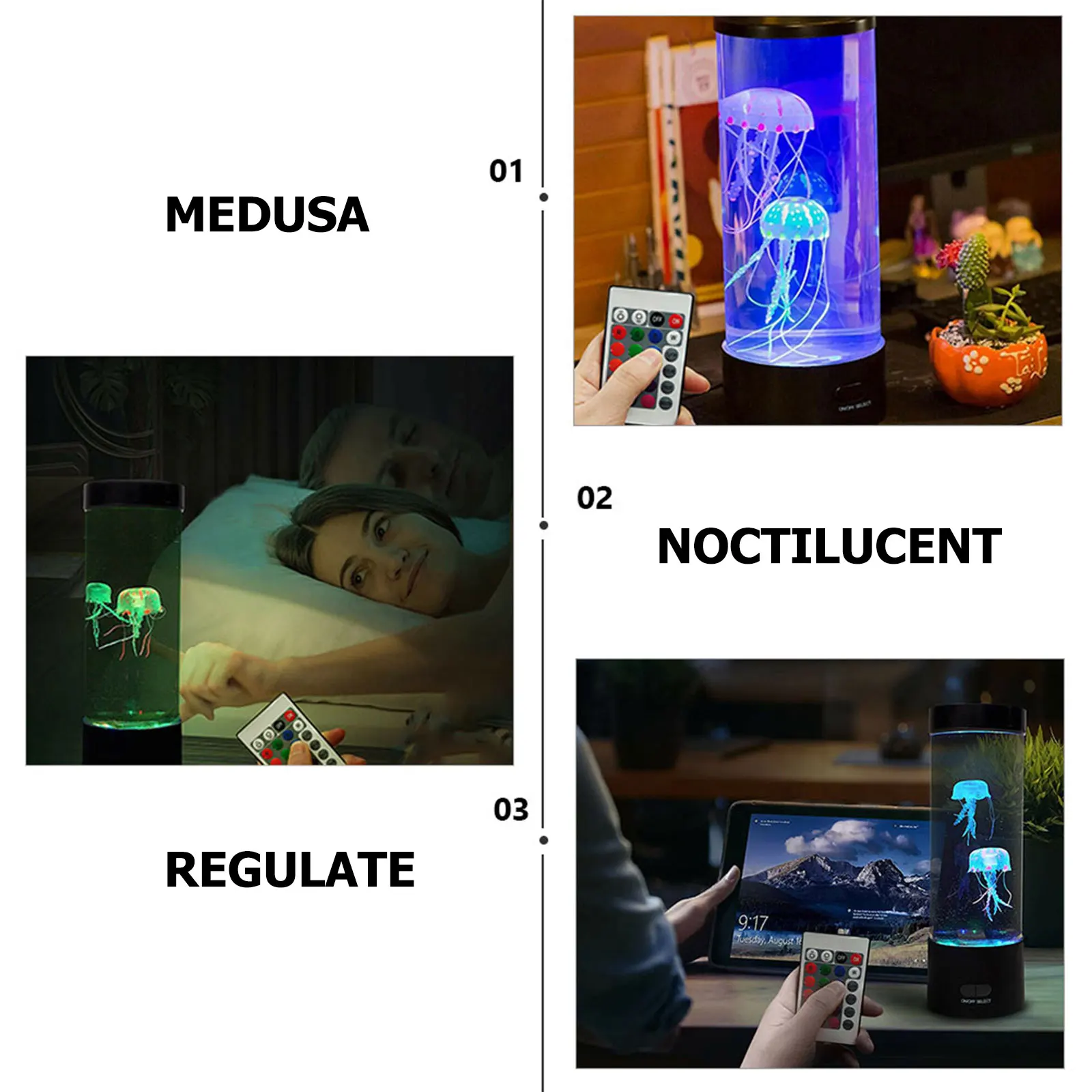 

1Set Electric Jellyfish Table Lamp Color Changing Relaxing Night Light Mood Decor