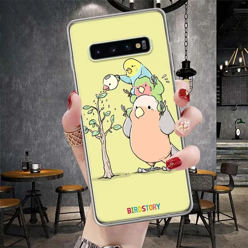 Chubby Cockatiels Parrotlets Hello parrot bird Soft Phone Case For Samsung Galaxy M31 M32 M51 M52 M21 M30S M12 Note 9 8 10 Lite